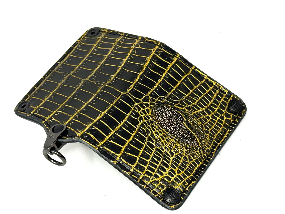 Anvil 5G Mini Long Wallet - Black/Gold Alligator Cloaca