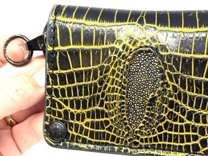 Anvil 5G Mini Long Wallet - Black/Gold Alligator Cloaca