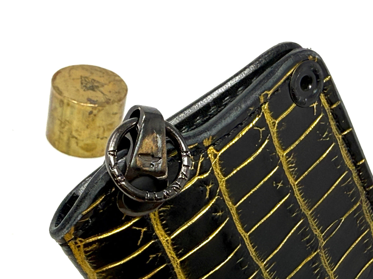 Anvil 5G Mini Long Wallet - Black/Gold Alligator Cloaca
