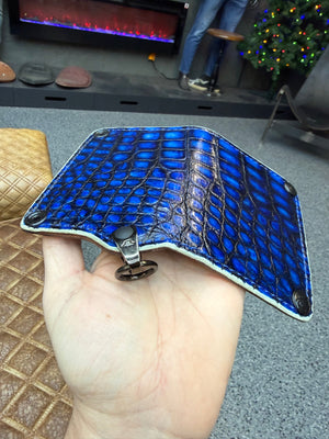 Anvil 5G Mini Long Wallet -  Blue/Black Alligator - Anvil Customs