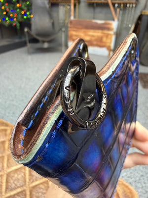 Anvil 5G Mini Long Wallet -  Blue/Black Alligator - Anvil Customs