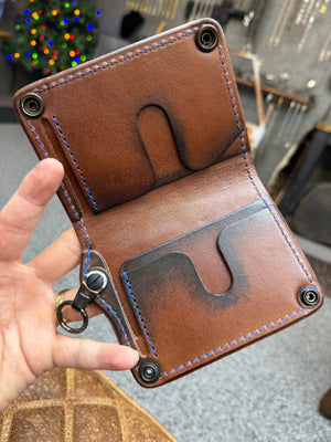 Anvil 5G Mini Long Wallet -  Blue/Black Alligator - Anvil Customs