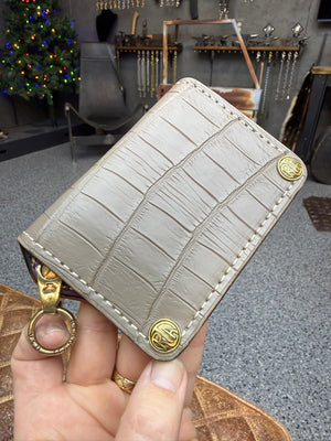 Anvil 5G Mini Long Wallet -  Clay Gray Alligator - Anvil Customs