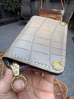 Anvil 5G Mini Long Wallet -  Clay Gray Alligator - Anvil Customs