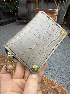 Anvil 5G Mini Long Wallet -  Clay Gray Alligator - Anvil Customs
