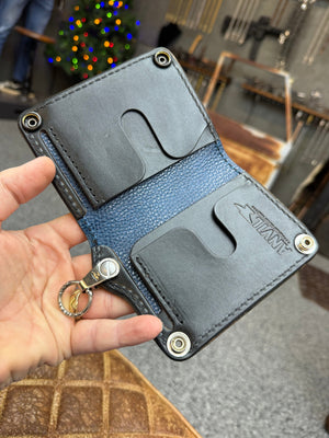 Anvil 5G Mini Long Wallet - Nubuck Navy Alligator - Anvil Customs