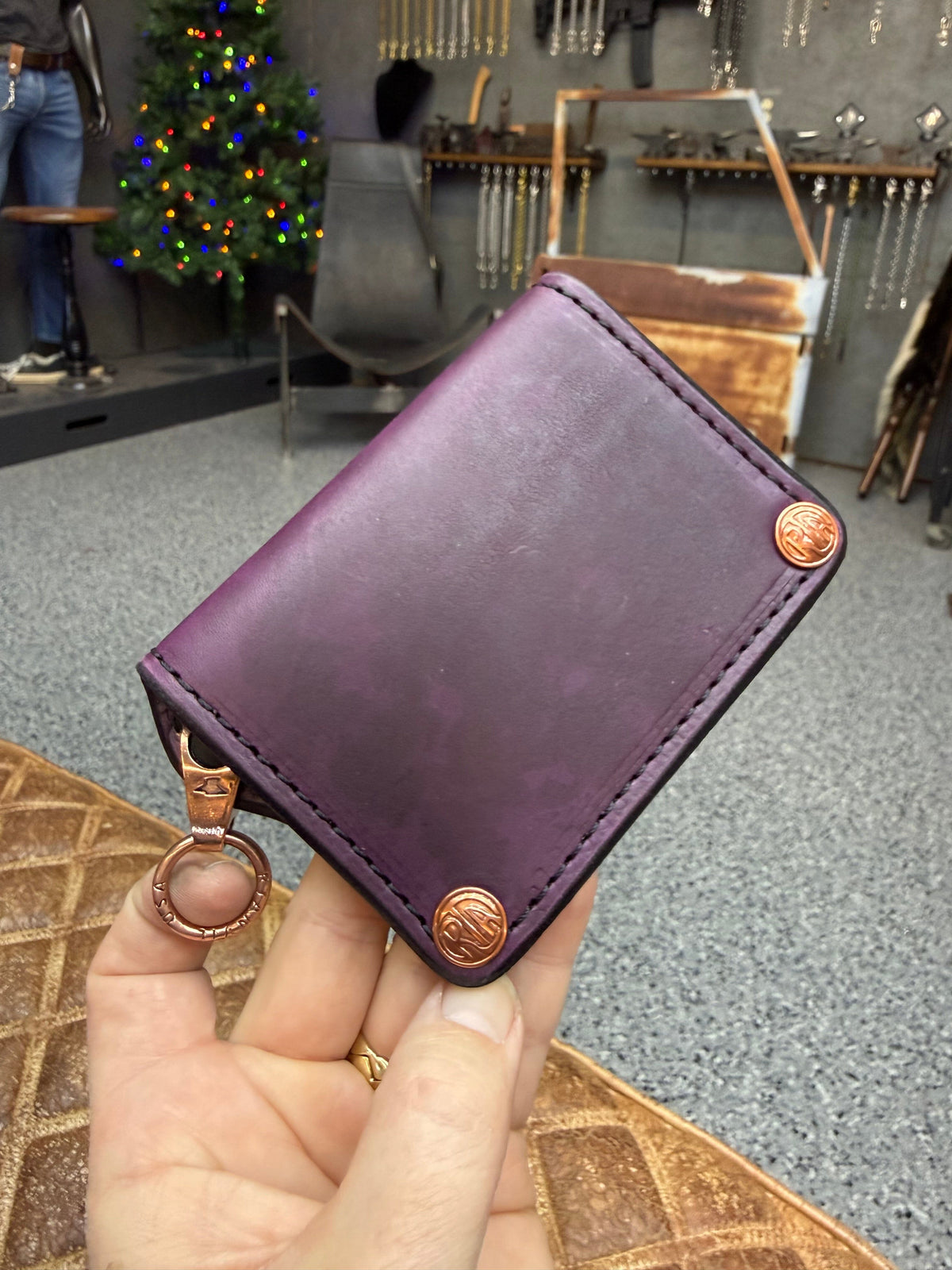 Anvil 5G Mini Long Wallet -  Purple Hermann Oak - Anvil Customs