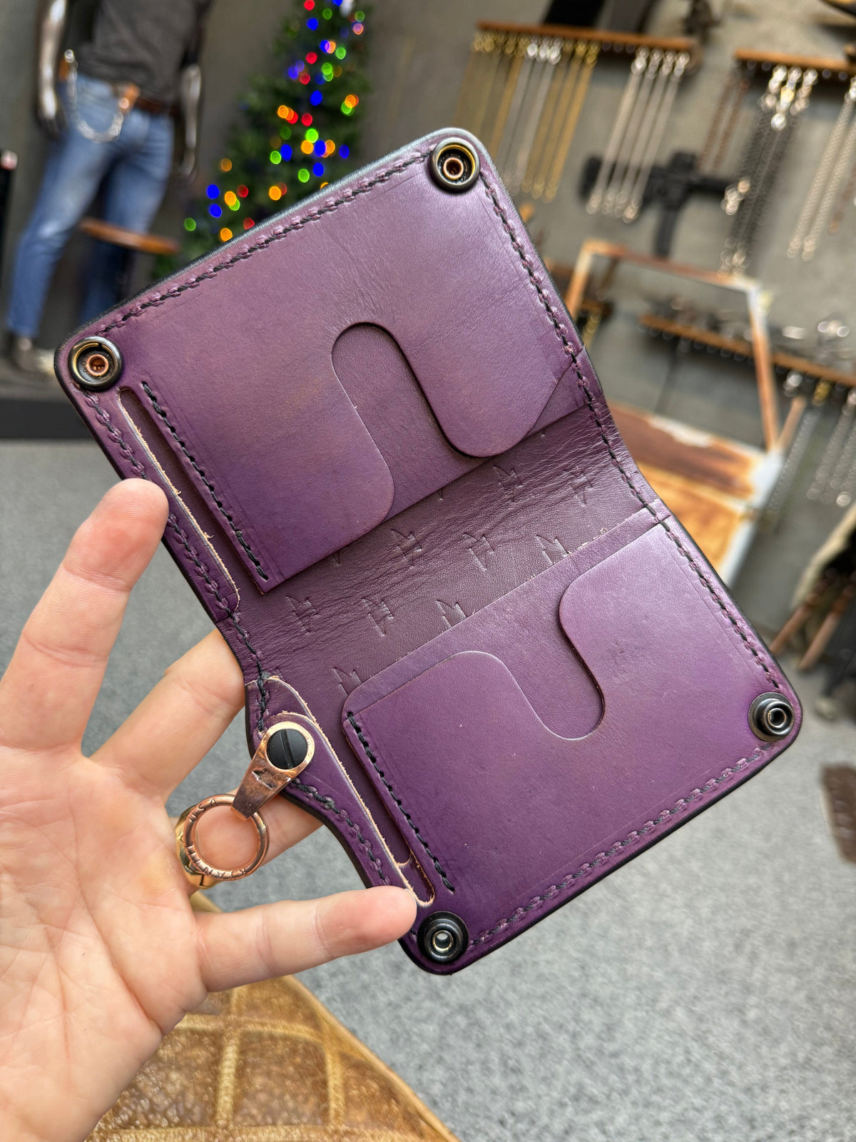 Anvil 5G Mini Long Wallet -  Purple Hermann Oak - Anvil Customs