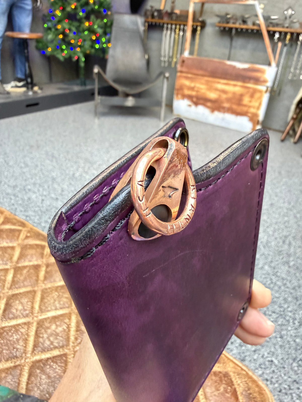 Anvil 5G Mini Long Wallet -  Purple Hermann Oak - Anvil Customs