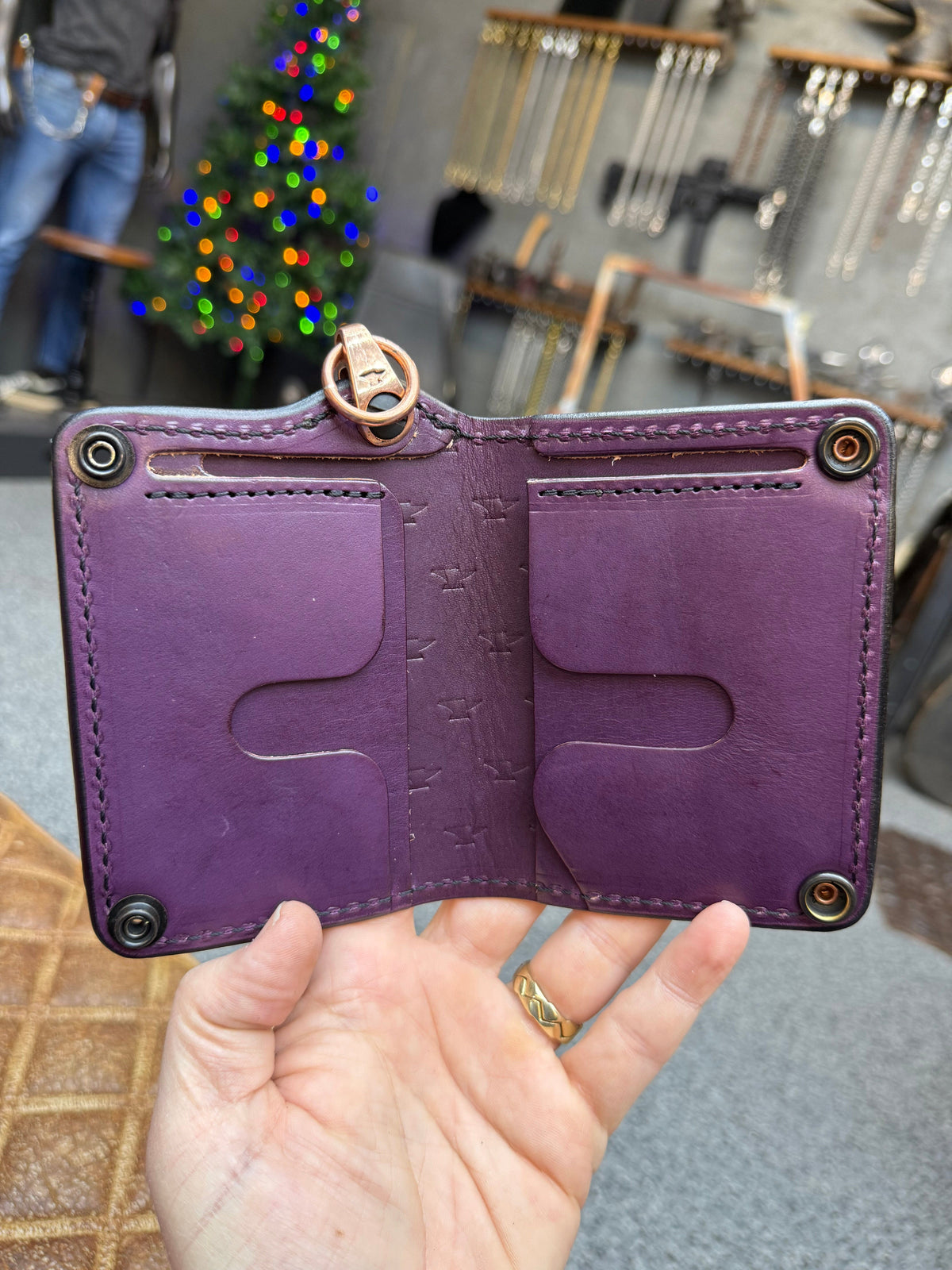 Anvil 5G Mini Long Wallet -  Purple Hermann Oak - Anvil Customs