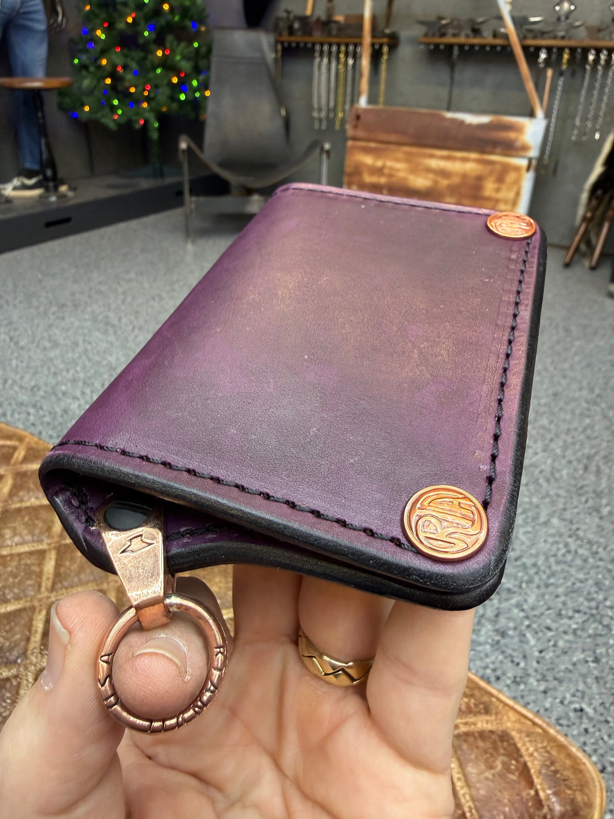 Anvil 5G Mini Long Wallet -  Purple Hermann Oak - Anvil Customs