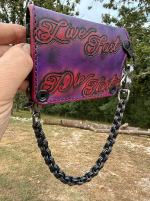 Anvil 5G Mini Long Wallet -  Purple Red RideFast Skully