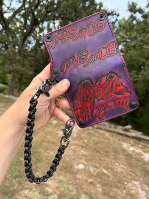 Anvil 5G Mini Long Wallet -  Purple Red RideFast Skully