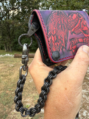 Anvil 5G Mini Long Wallet -  Purple Red RideFast Skully