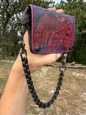 Anvil 5G Mini Long Wallet -  Purple Red RideFast Skully