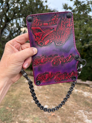 Anvil 5G Mini Long Wallet -  Purple Red RideFast Skully