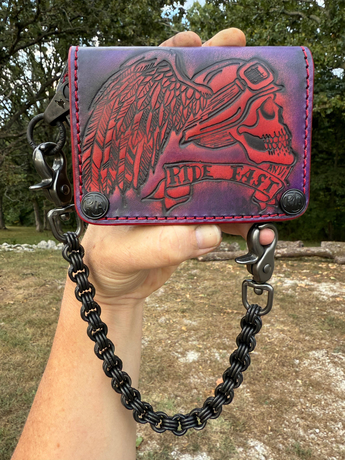 Anvil 5G Mini Long Wallet -  Purple Red RideFast Skully