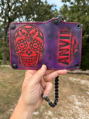 Anvil 5G Mini Long Wallet -  Purple Red Sugar Skull