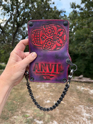 Anvil 5G Mini Long Wallet -  Purple Red Sugar Skull