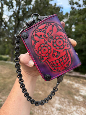 Anvil 5G Mini Long Wallet -  Purple Red Sugar Skull