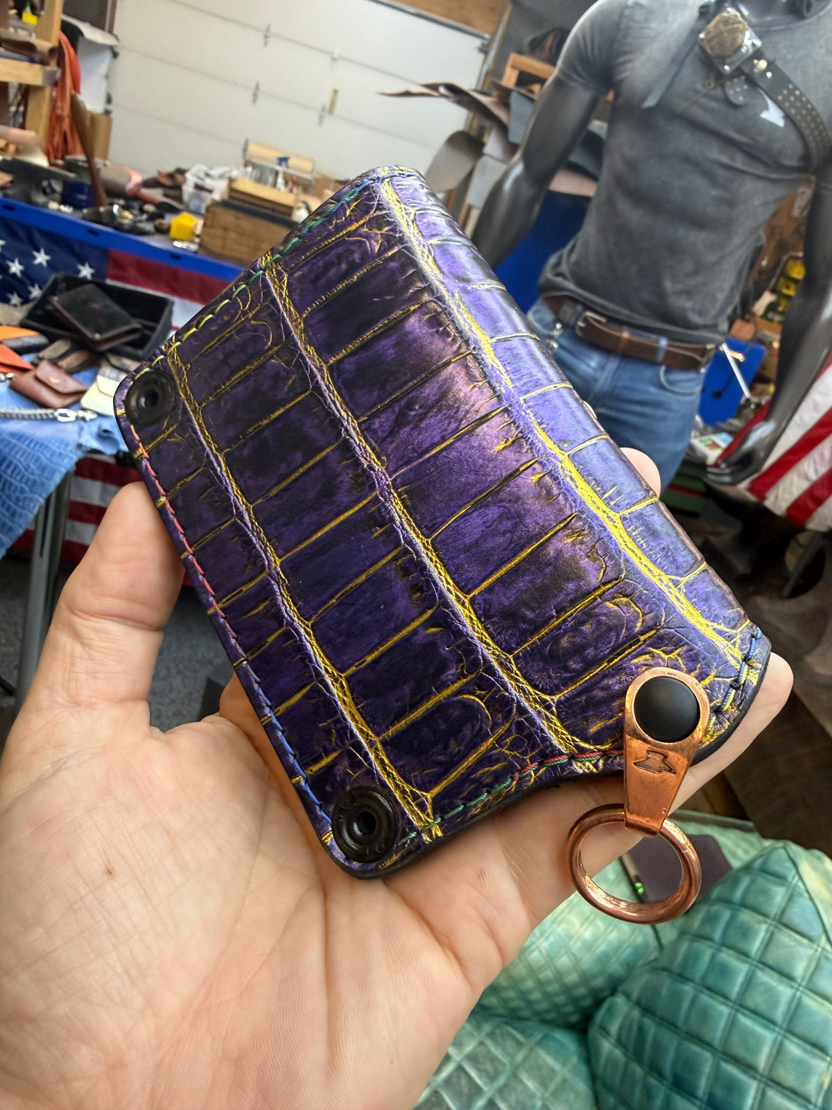 Anvil 5G Mini Long Wallet -  Purple/Gold Alligator - Anvil Customs