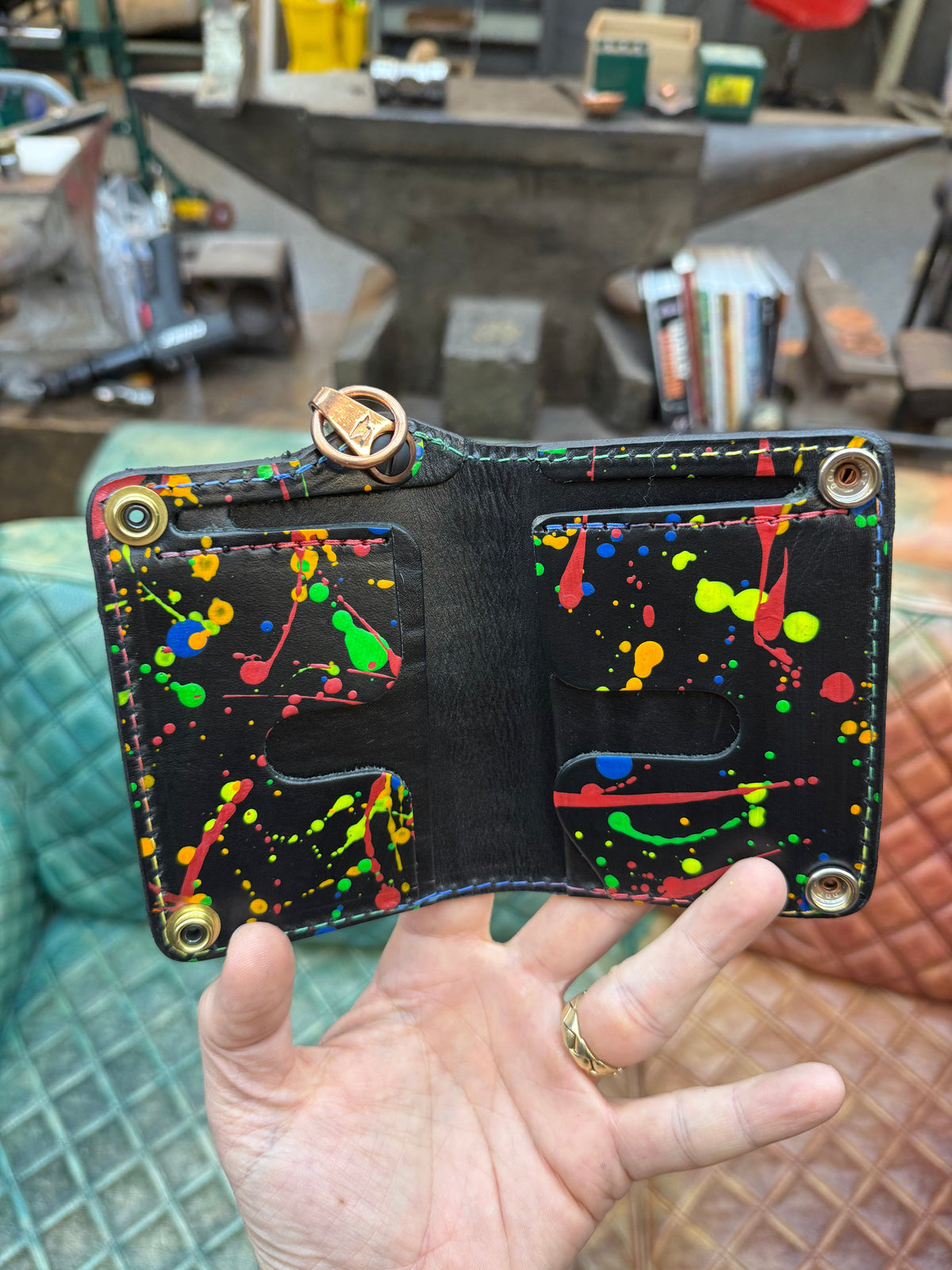 Anvil 5G Mini Long Wallet -  Purple/Gold Alligator - Anvil Customs