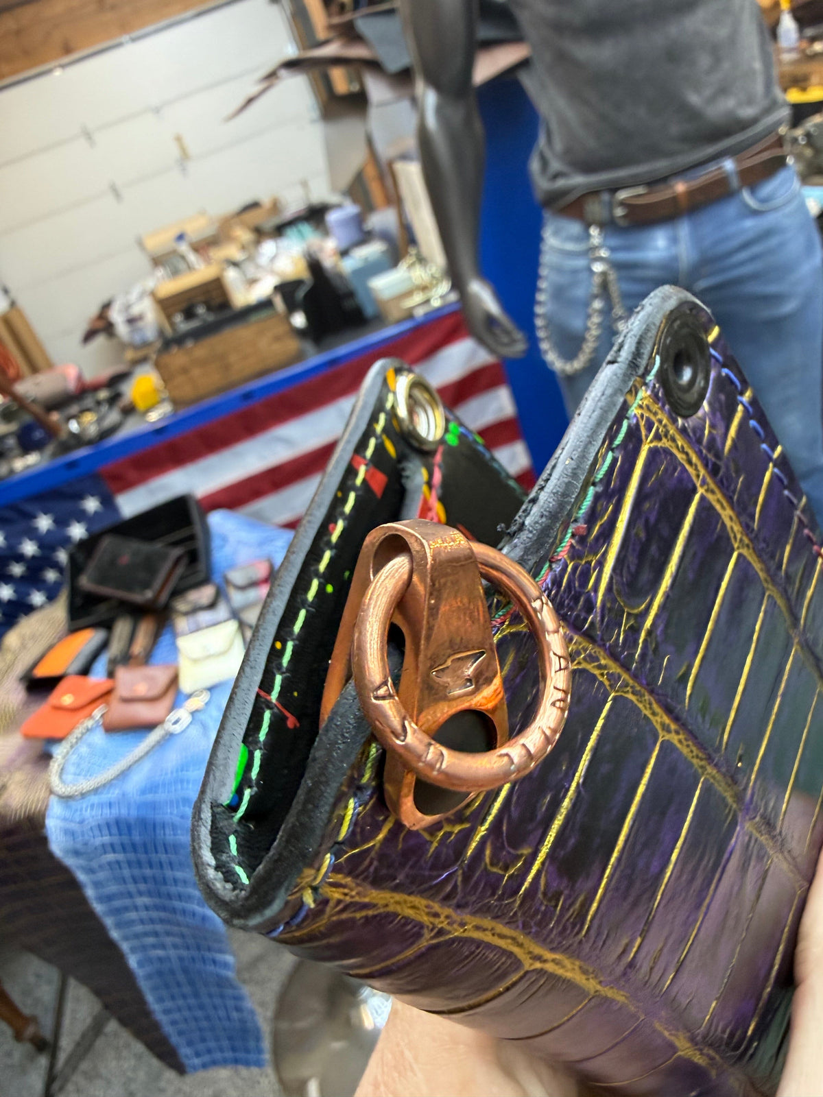 Anvil 5G Mini Long Wallet -  Purple/Gold Alligator - Anvil Customs