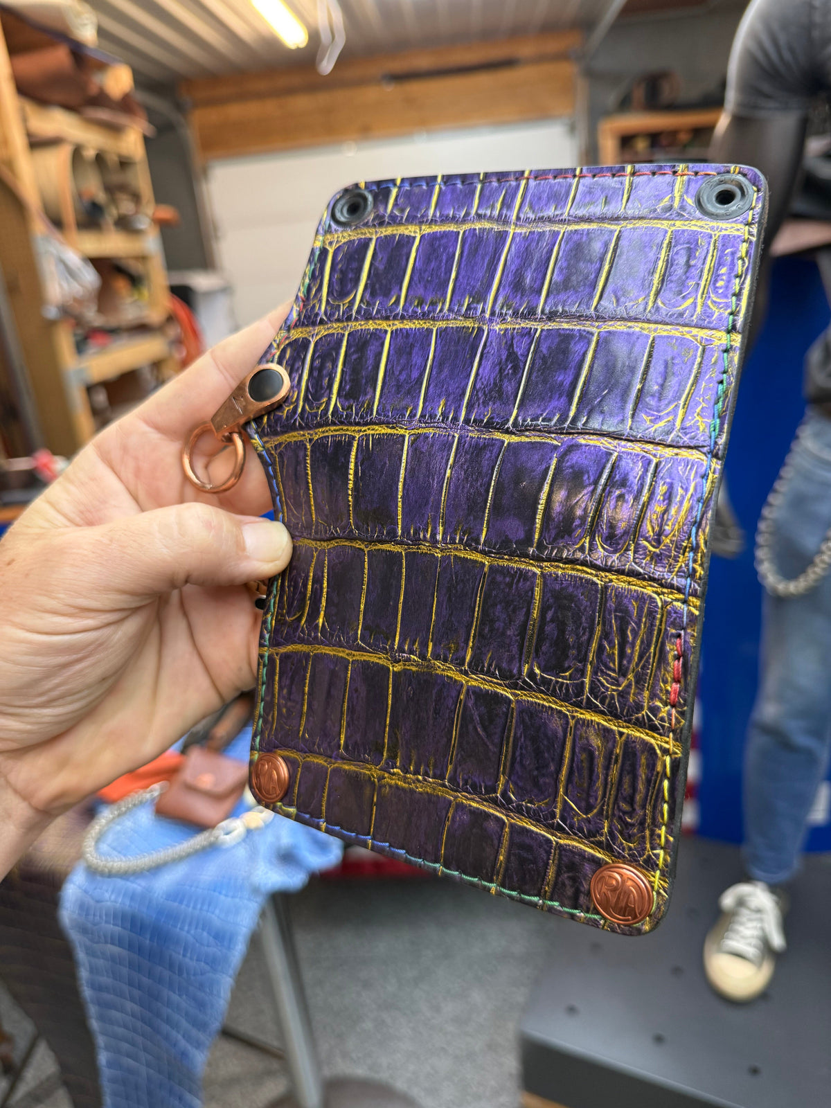 Anvil 5G Mini Long Wallet -  Purple/Gold Alligator - Anvil Customs