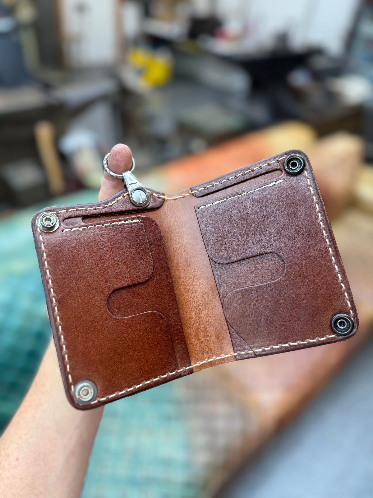 Anvil 5G Mini Long Wallet - White Full Quill Ostrich