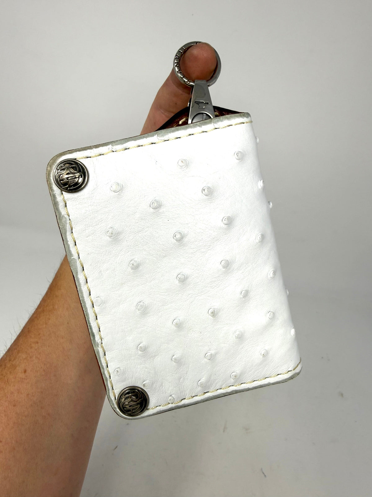 Anvil 5G Mini Long Wallet - White Full Quill Ostrich