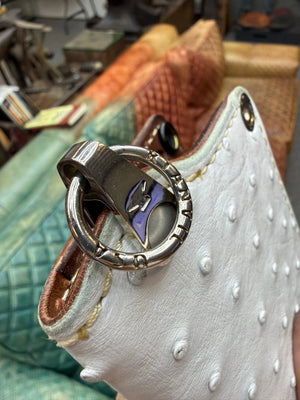 Anvil 5G Mini Long Wallet - White Full Quill Ostrich