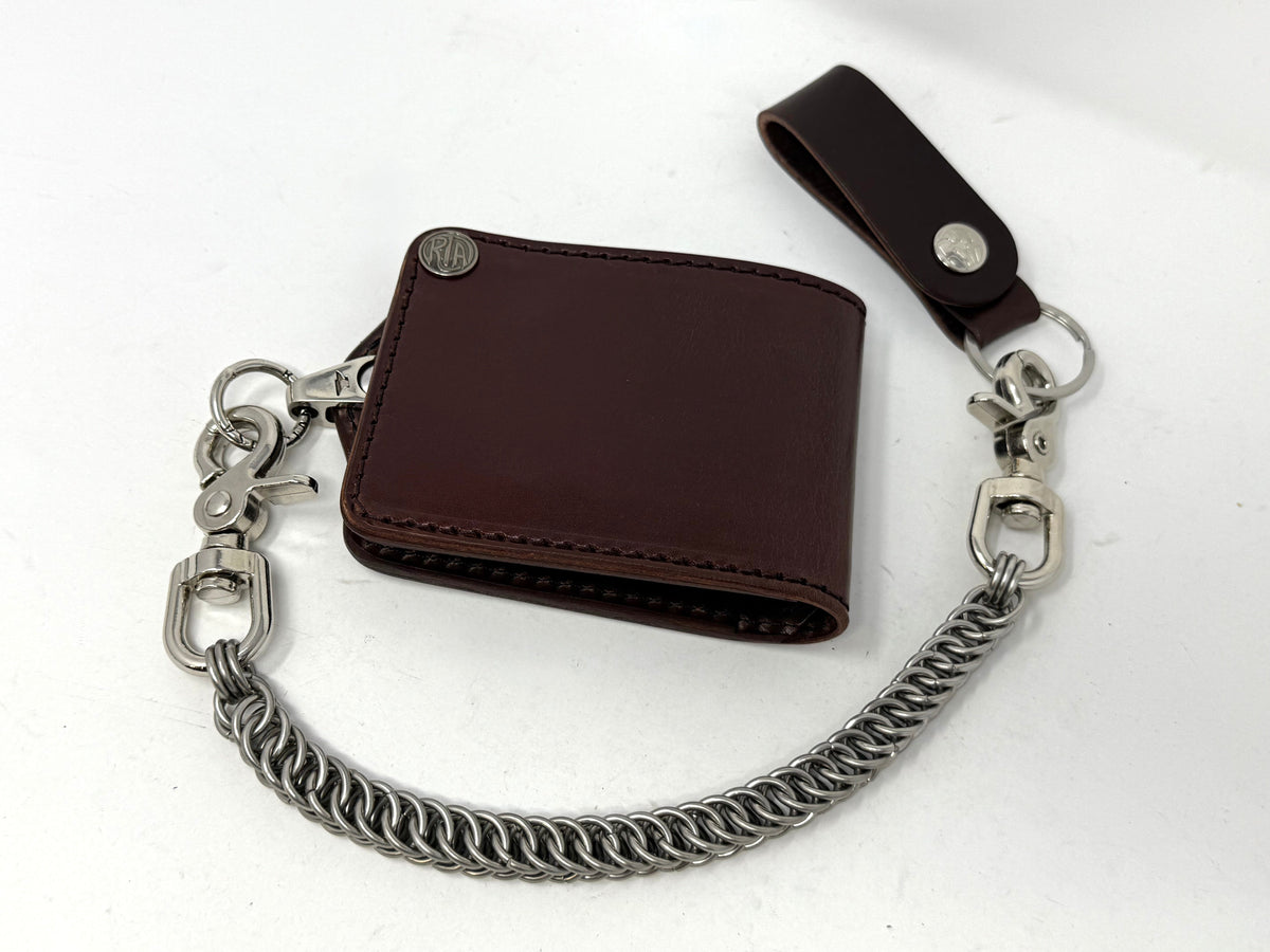 ANVIL Bifold Leather Chain Wallet - Brown 5G