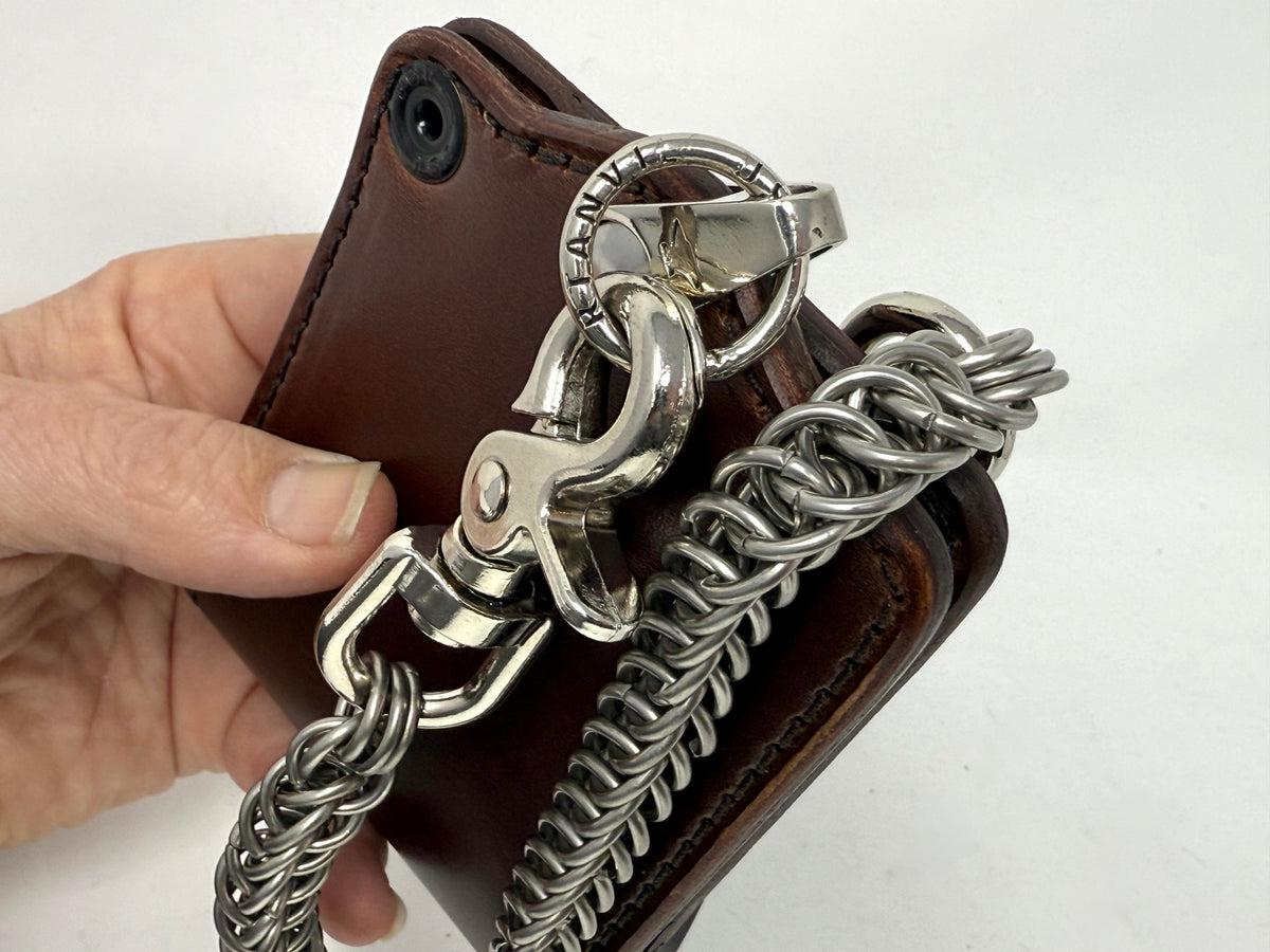 ANVIL Bifold Leather Chain Wallet - Brown 5G