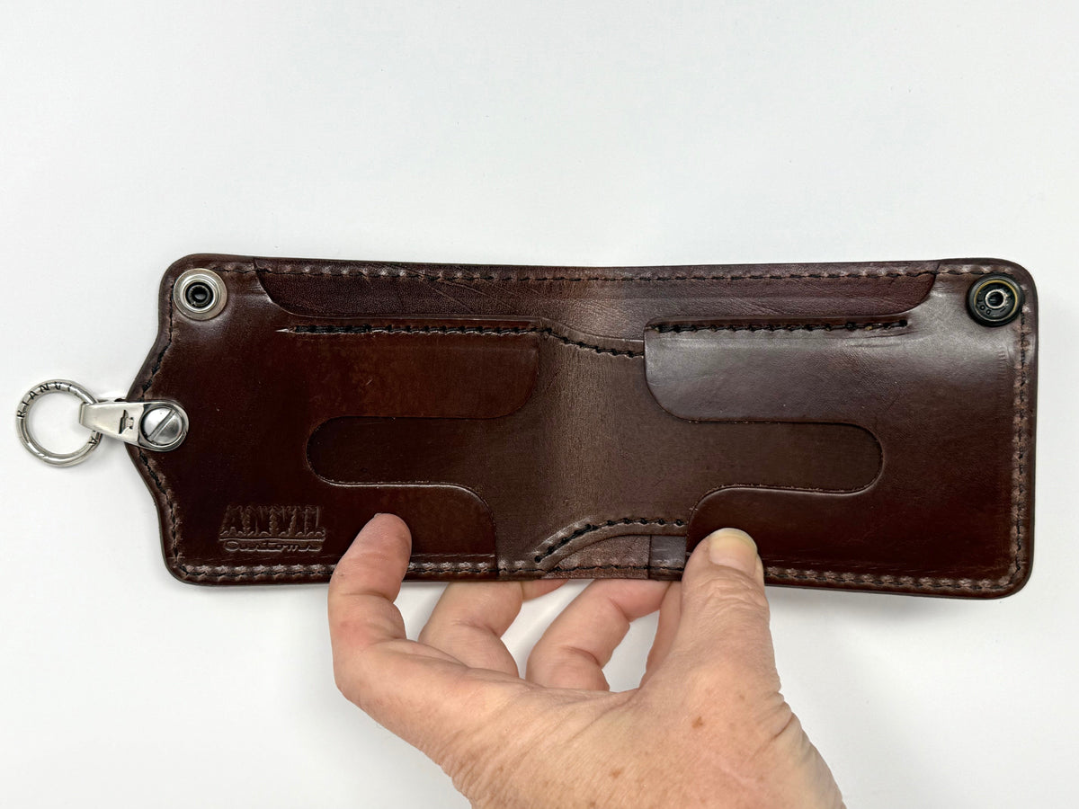 ANVIL Bifold Leather Chain Wallet - Brown 5G