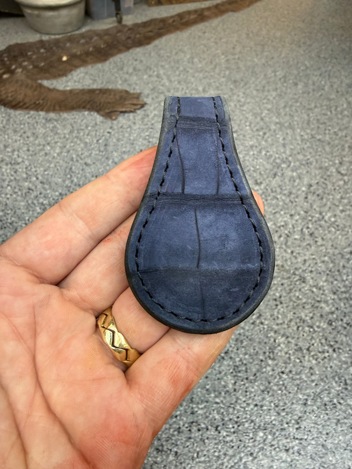 Anvil Cash Clamp Wallet:  Nubuck Navy Alligator