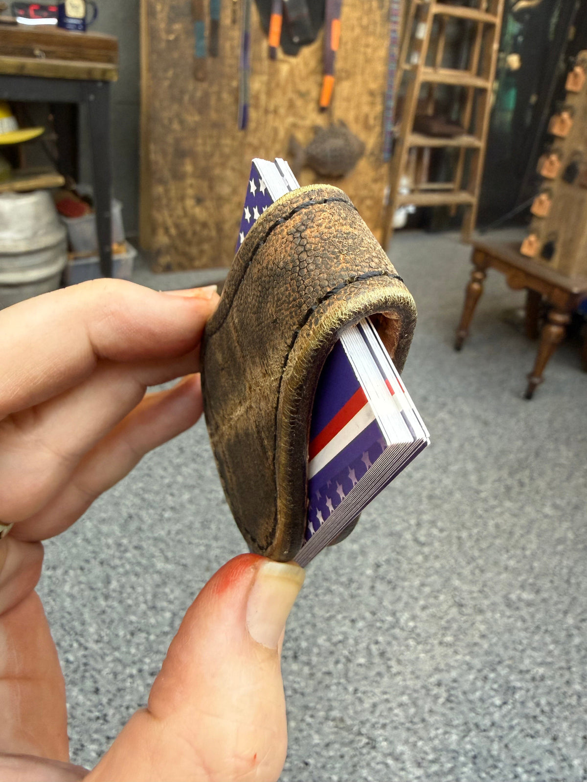 Anvil Cash Clamp Wallet:  Patina Elephant