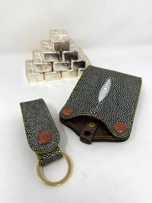 Bifold Leather Chain Wallet - Chromium Stingray