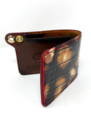 Bifold Leather Chain Wallet - “Tortoise” American Alligator