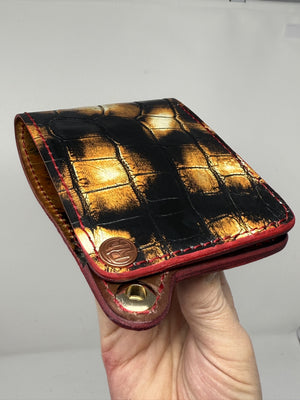 Bifold Leather Chain Wallet - “Tortoise” American Alligator