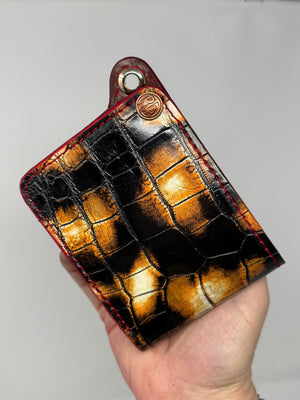 Bifold Leather Chain Wallet - “Tortoise” American Alligator