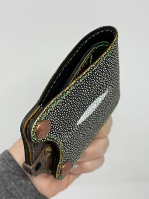 Bifold Leather Chain Wallet - Chromium Stingray