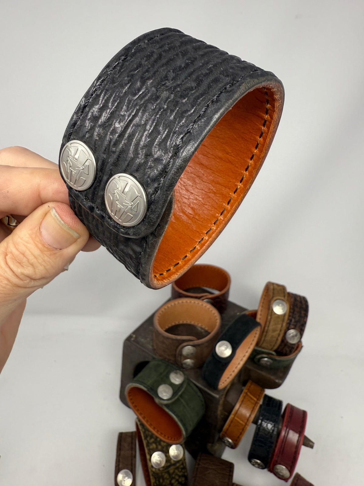 Black Shark Leather Bracelet / Cuff