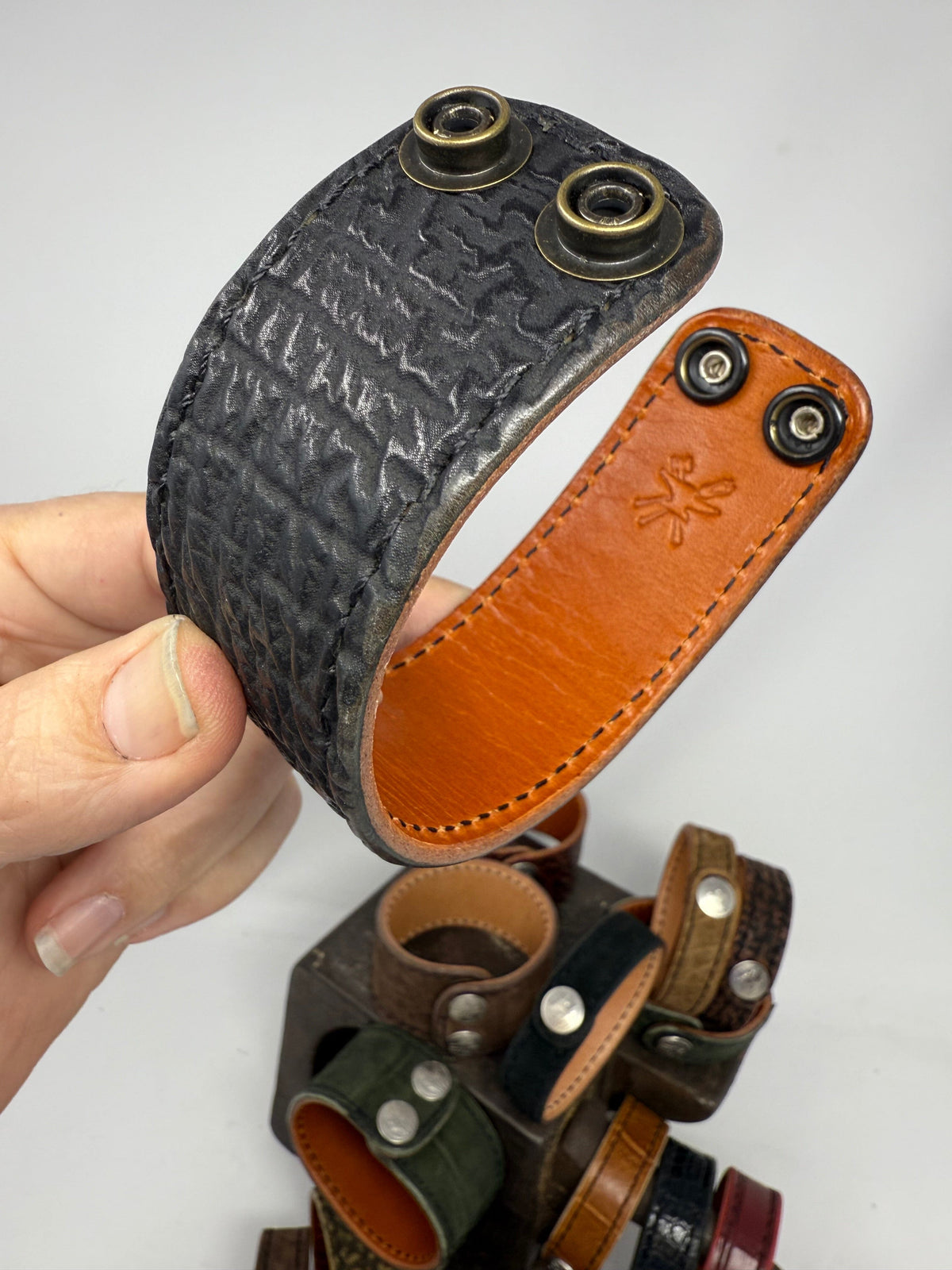 Black Shark Leather Bracelet / Cuff