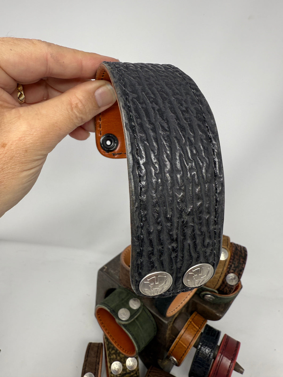 Black Shark Leather Bracelet / Cuff