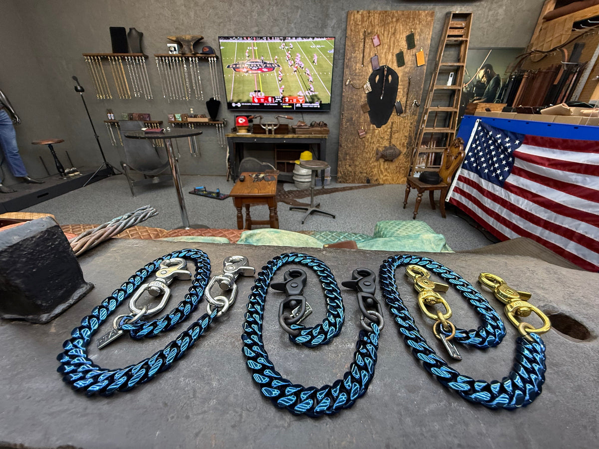 Blue Chrome Anvil Wallet Chain - RTANVIL Original
