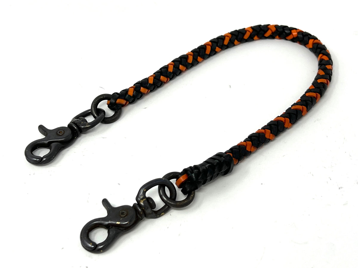 小物 wallet chain \"four braid\" handmade Braided Leather Wallet Chain Lanyard Long Brass Biker