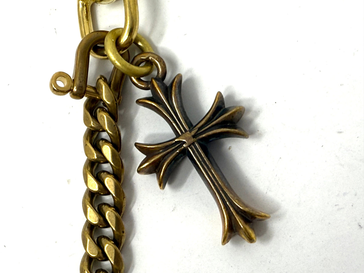 Brass Cuban Wallet Chain w/ Patonce Cross