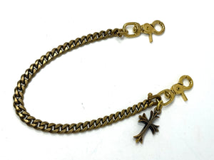 Brass Cuban Wallet Chain w/ Patonce Cross