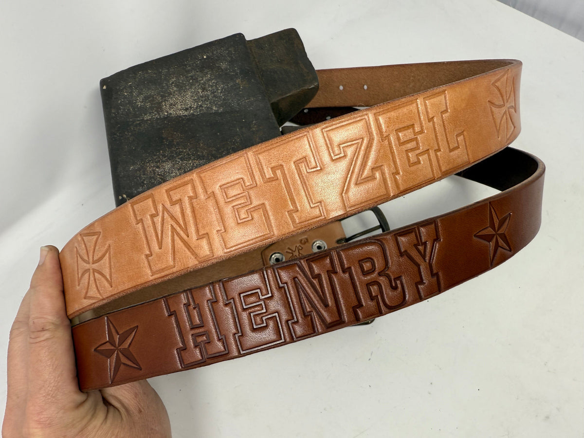 Build Your Own Leather Belt - Personalized Text - Anvil Customs
