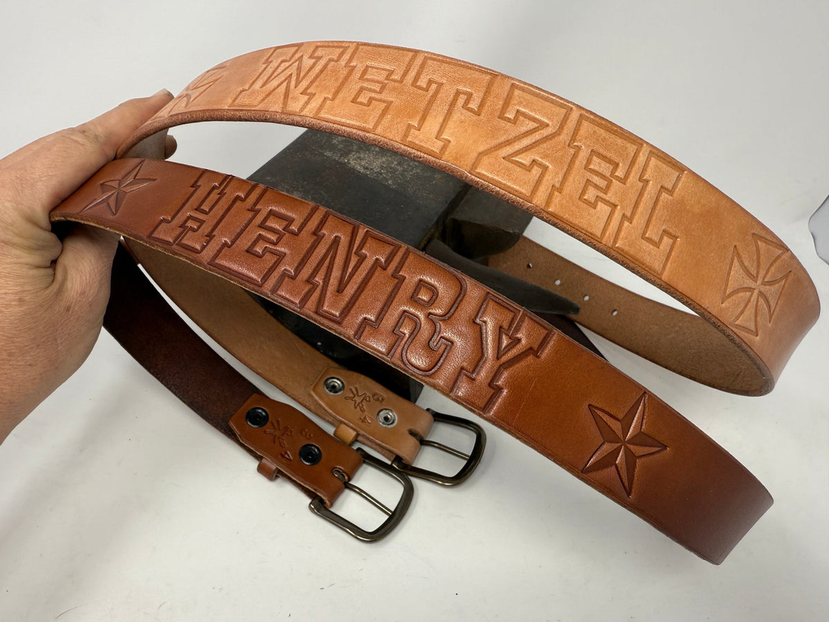 Build Your Own Leather Belt - Personalized Text - Anvil Customs